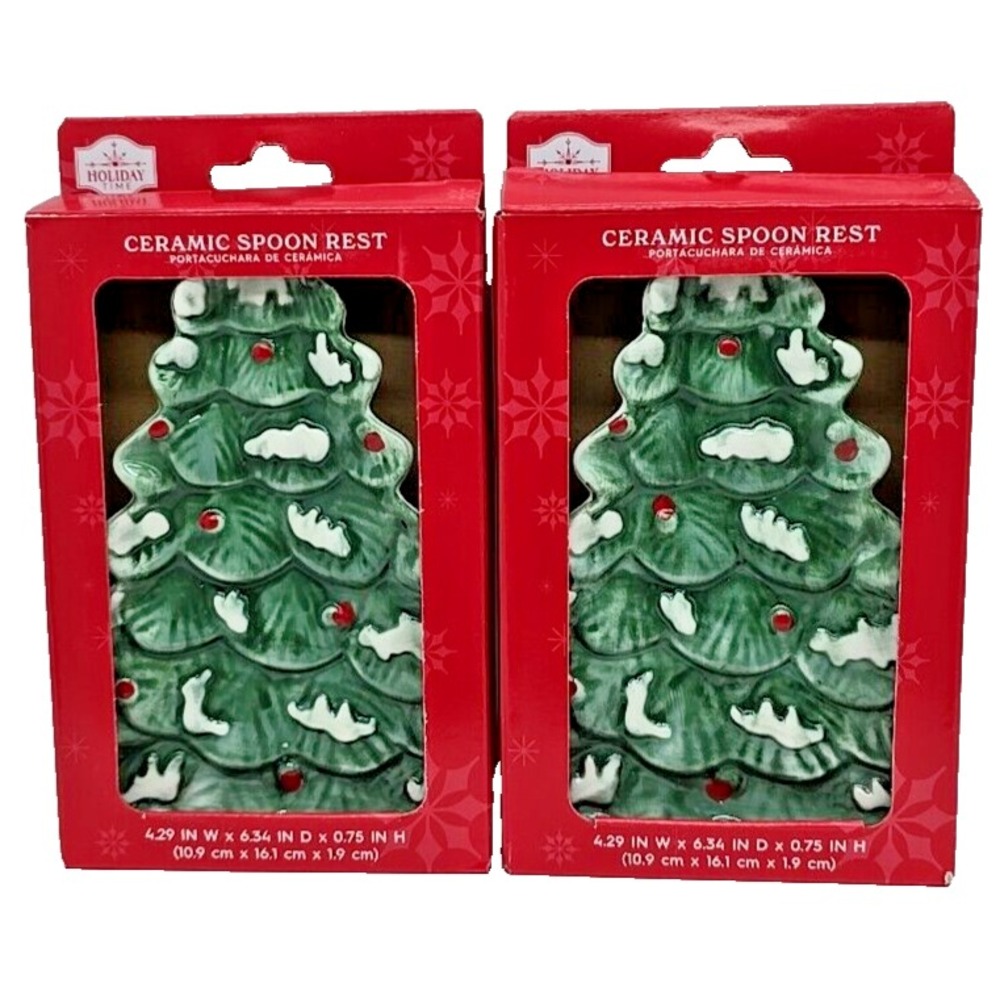 Holiday Time Christmas Tree Winter Ceramic Bundle‎ Spoon Rest